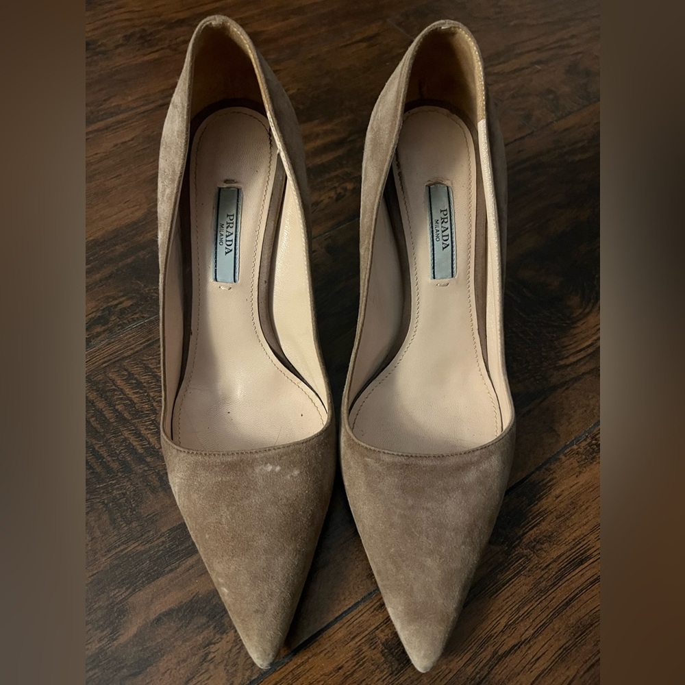 Suede Prada heels